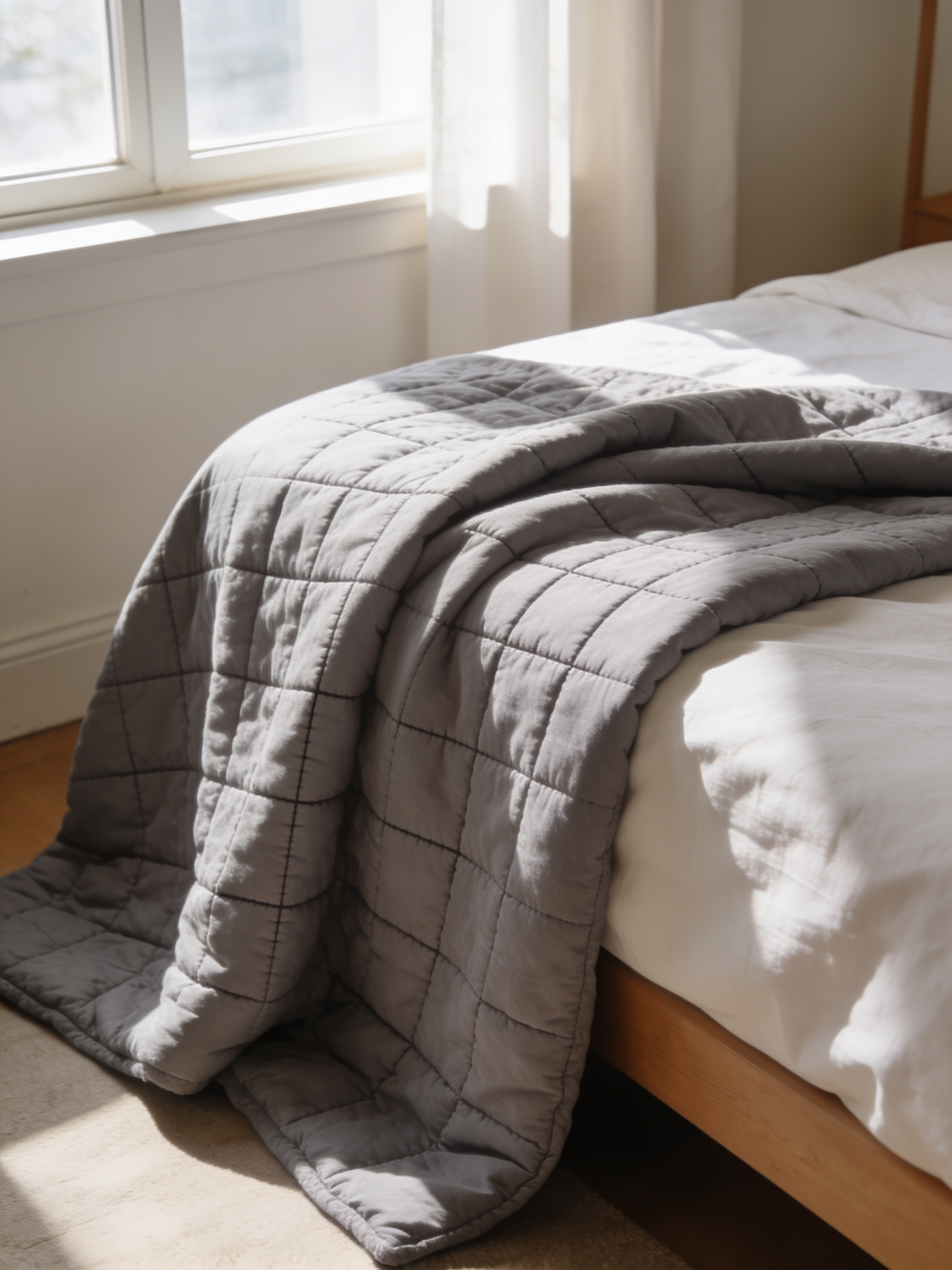 The Verdant Sleep weighted blanket on a bed